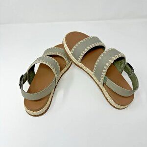 BOBS Skechers Stormy Kiss Olive Raffia Plush Foam Sandals Women’s Size 9